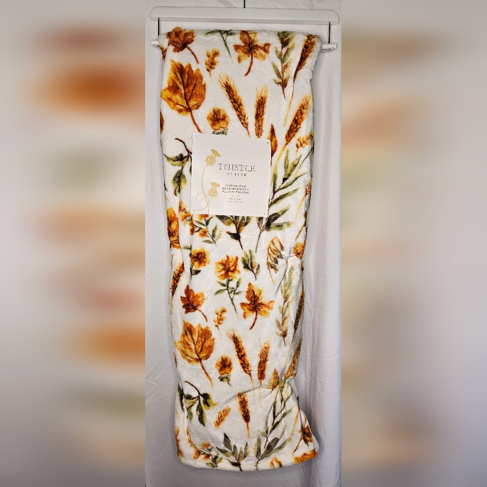 Thistle + Thyme Oversized Glimmersoft Plush Throw NWT | Fall Floral
